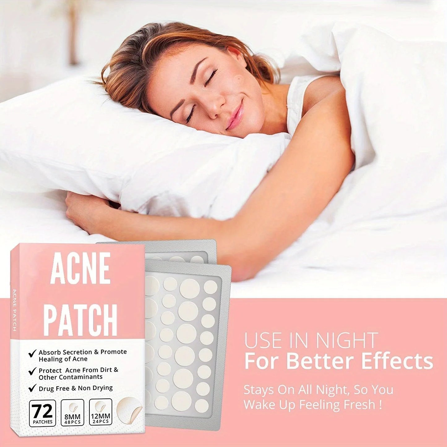 72pcs Acne Patch – Redness Repair & Pore Cleansing Stickers for Clear, Smooth Skin