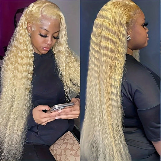 613 Blonde Deep Wave HD Lace Front Wig – 13x6 Frontal, 220% Density