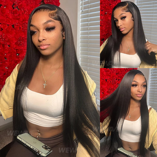 30 40 Inch 250 Density Bone Straight 13X6 Hd Lace Frontal Wig 13X4 Transparent Lace Front Pre Plucked 100% Human Hair For Women