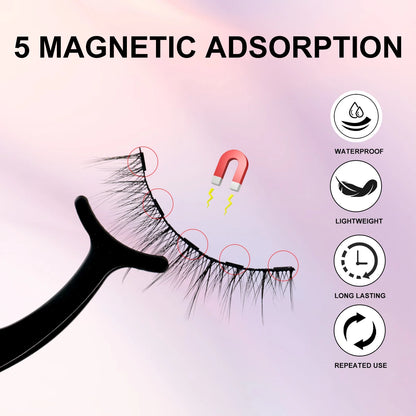 Magnetic Eyelashes Kit, Long Lasting and Reusable Magnetic Lashes Natural Look, Eyelashes with Magnetic Eyeliner, Easy to Wear