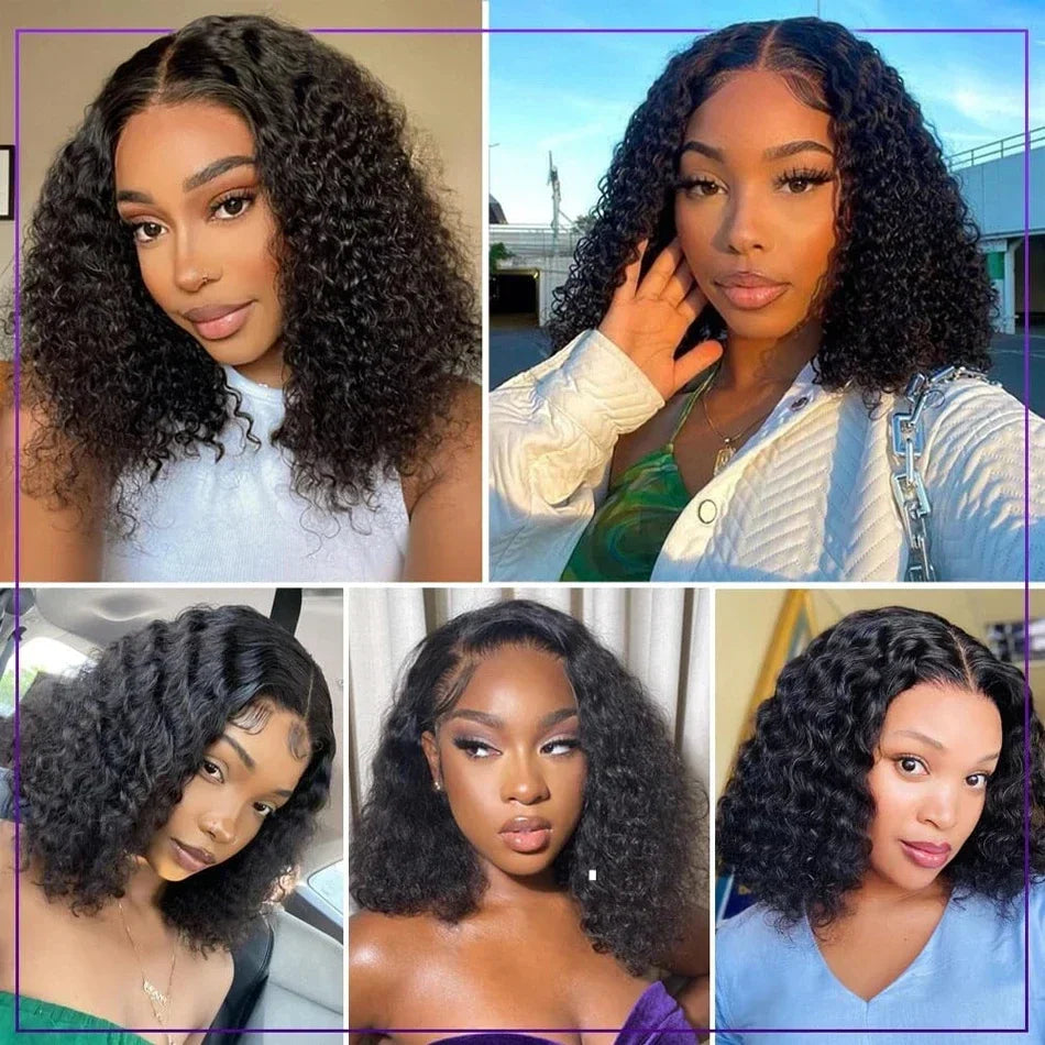 Short Water Wave Wig 13x4– 200% Density, Transparent Lace, Human Hair