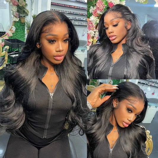 Body Wave 13x6 HD Transparent Lace Front Human Hair Wigs For Black Women 22-34 Inch  Brazilian Wigs Pre Plucke