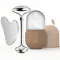 3 in 1 Ice Face Roller Facial Skincare Ice Roller Set, Stainless Steel Facial Roller Gua Sha Face Tool Face Massage Roller Mold Cube