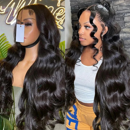 Body Wave 13x6 HD Transparent Lace Front Human Hair Wigs For Black Women 22-34 Inch  Brazilian Wigs Pre Plucke