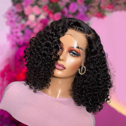 Short Water Wave Wig 13x4– 200% Density, Transparent Lace, Human Hair