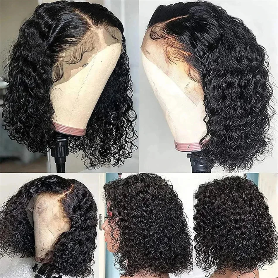 Short Water Wave Wig 13x4– 200% Density, Transparent Lace, Human Hair