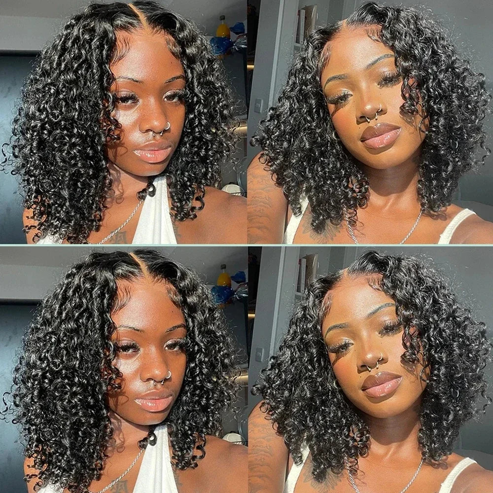 Short Water Wave Wig 13x4– 200% Density, Transparent Lace, Human Hair