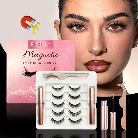 Magnetic Eyelashes Kit, Long Lasting and Reusable Magnetic Lashes Natural Look, Eyelashes with Magnetic Eyeliner, Easy to Wear