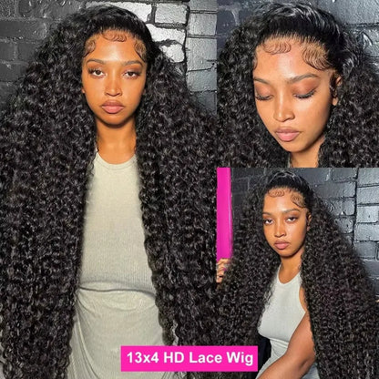 30 40 Inch Deep Wave 13x6 13x4 HD Lace Front Human Hair Wigs Curly 360 HD Transparent Lace Frontal Brazilian Wig For Black Women