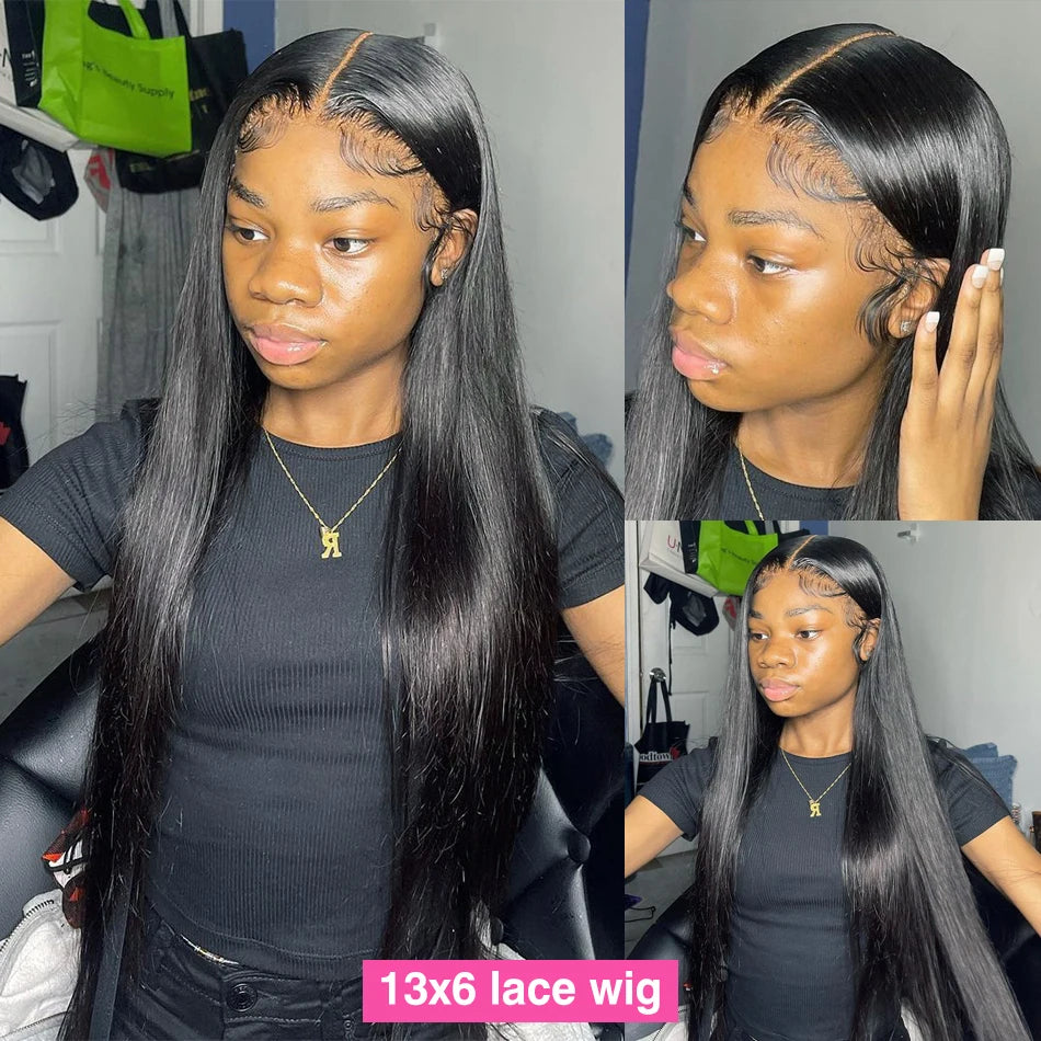 30 40 Inch 250 Density Bone Straight 13X6 Hd Lace Frontal Wig 13X4 Transparent Lace Front Pre Plucked 100% Human Hair For Women