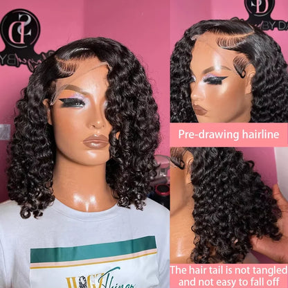 Short Water Wave Wig 13x4– 200% Density, Transparent Lace, Human Hair