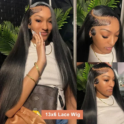 30 40 Inch 250 Density Bone Straight 13X6 Hd Lace Frontal Wig 13X4 Transparent Lace Front Pre Plucked 100% Human Hair For Women