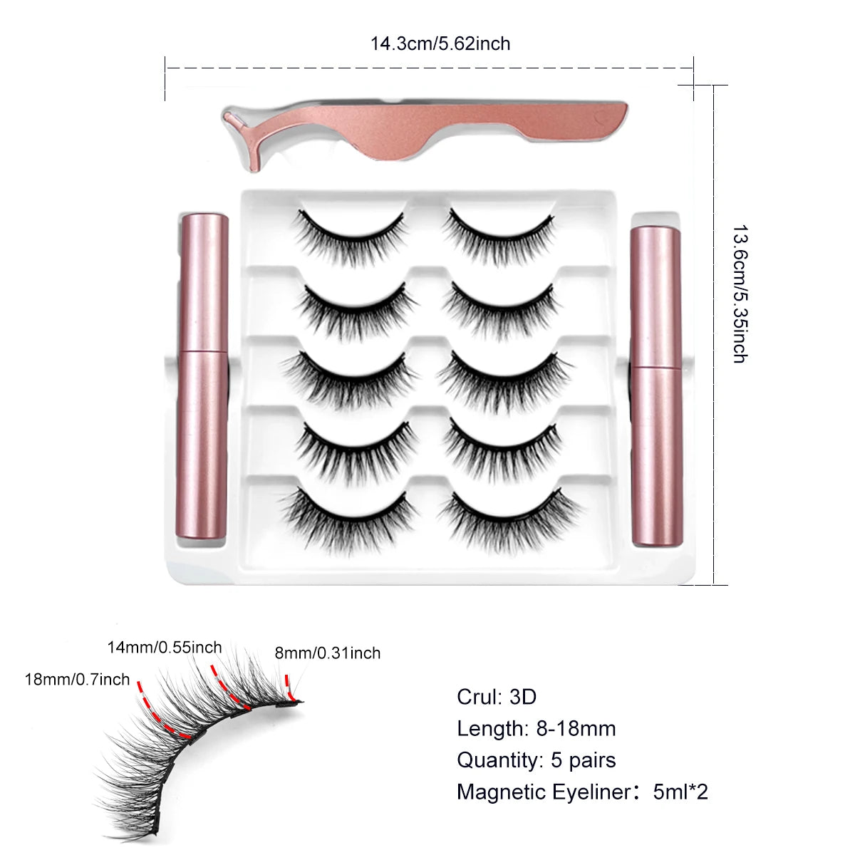 Magnetic Eyelashes Kit, Long Lasting and Reusable Magnetic Lashes Natural Look, Eyelashes with Magnetic Eyeliner, Easy to Wear