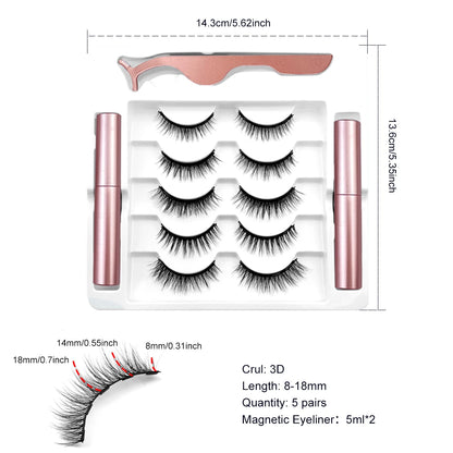 Magnetic Eyelashes Kit, Long Lasting and Reusable Magnetic Lashes Natural Look, Eyelashes with Magnetic Eyeliner, Easy to Wear